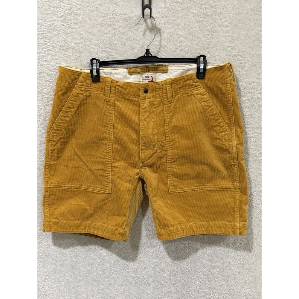 Relwen Honey/Mustard Yellow Cord Supply Corduroy Shorts Men Size 36 Adj Waist